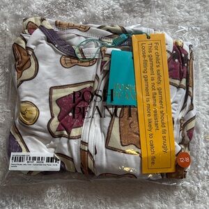 Posh Peanut PB&J Print Pajama Set - White and Brown 12-18